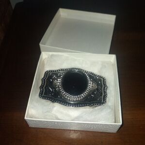 Black and Silver Belt Buckle